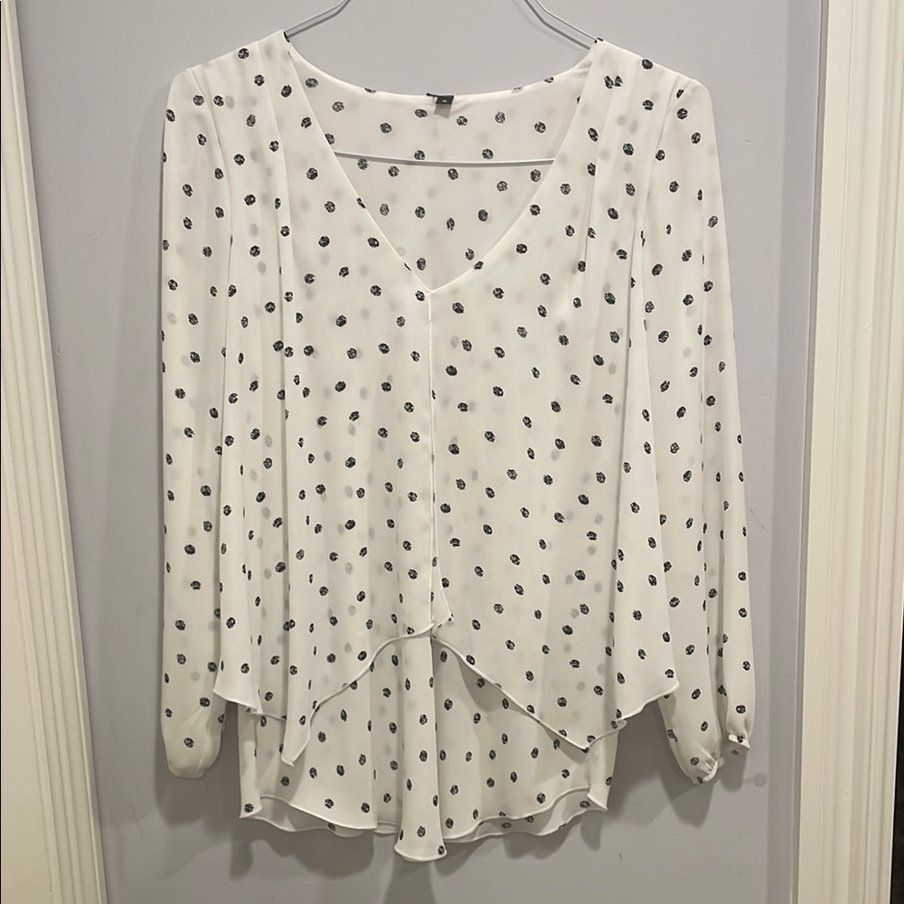 White Polka Dot Women's Top